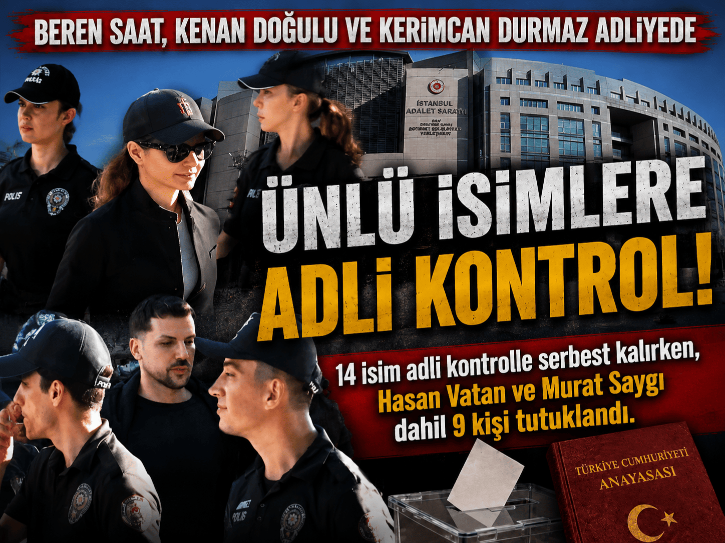 Kerimcan Durmaz, Enis Arıkan ve 14 ünlü adli kontrolle serbest