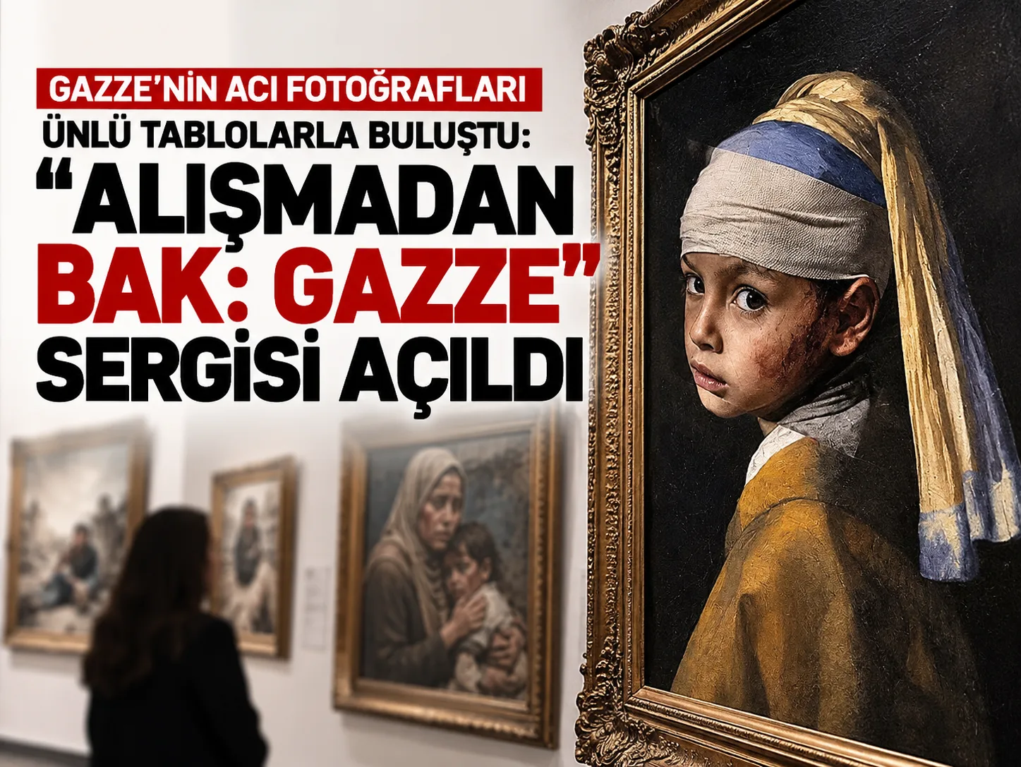 Gazze'nin acı fotoğrafları ünlü tablolarla buluştu: “Alışmadan Bak: Gazze” sergisi açıldı